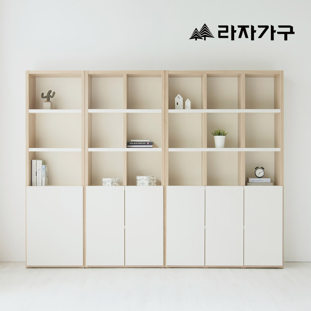 라자가구 메이 거실 서재 다용도 모듈 선반 수납 책장 1200, 5단, 내추럴