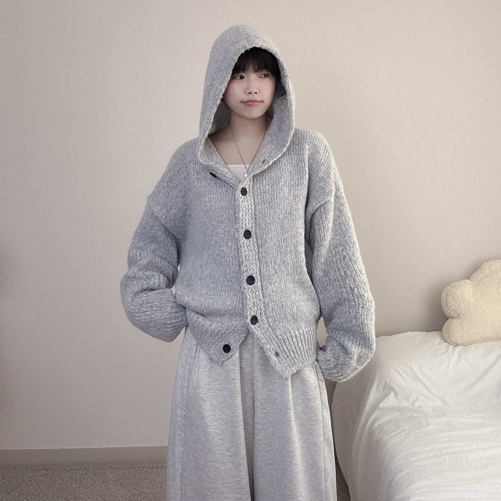 [아방핏/귀여움🧸/퀄비교불가] 폭닥 도톰 고퀄 오버핏 파스텔 후드 니트가디건 봄가디건 - 4color 상세 이미지 13