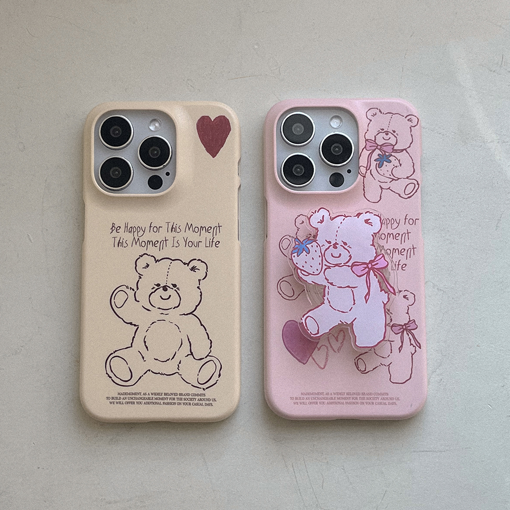 fluffy strawberry bear 아이폰 16pro 케이스 하드 - 상세 이미지 3