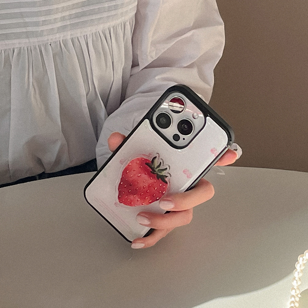 strawberry flower pattern 아이폰 갤럭시 에폭시 범퍼 케이스 - 상세 이미지 3