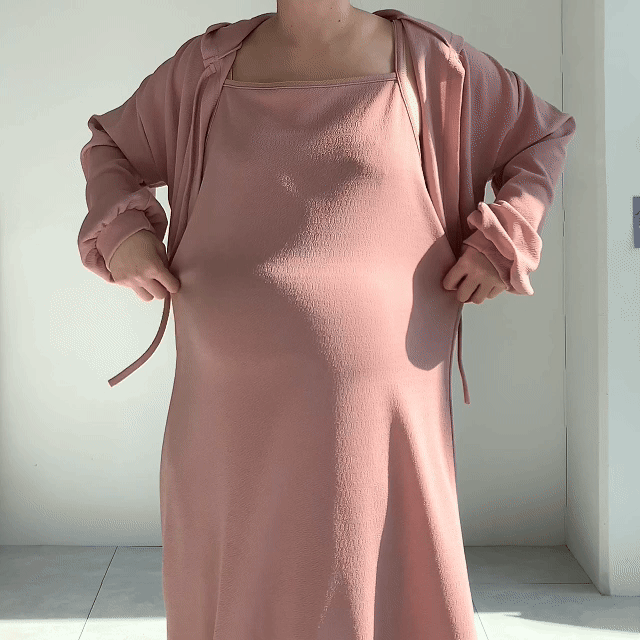 후드가디건세트 봄 간절기 투피스세트 빅사이즈 임산부 원피스 상세 이미지 4