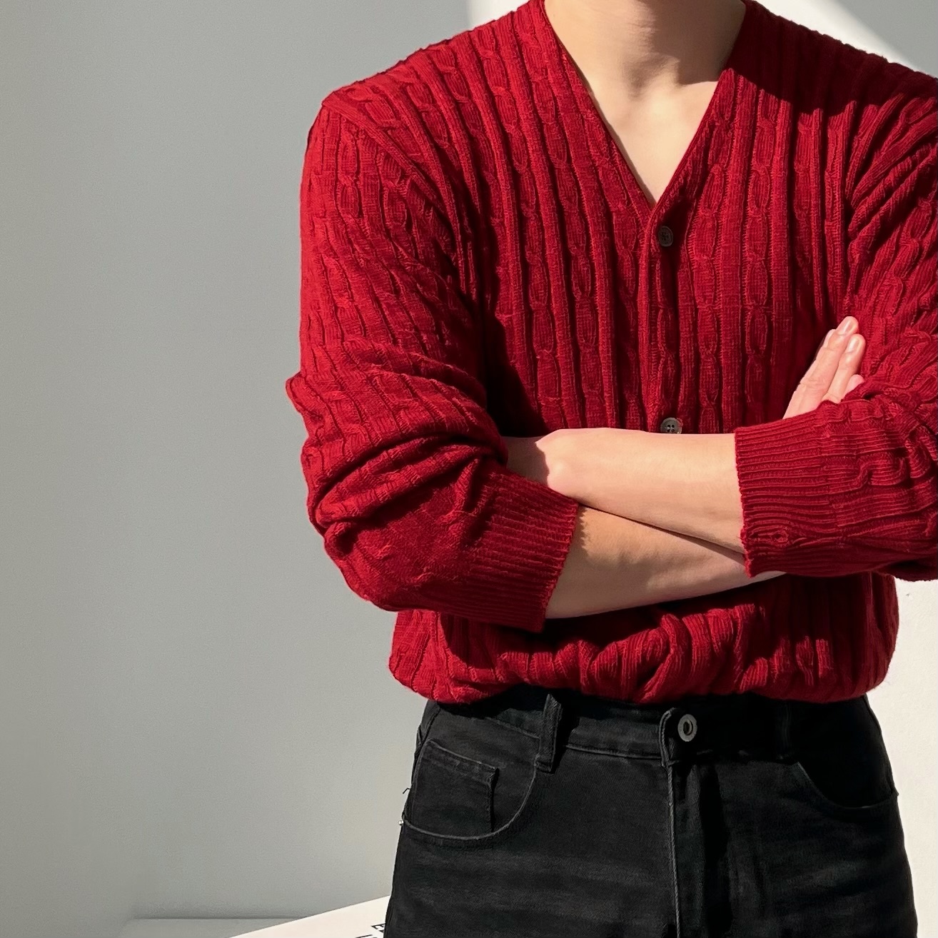 남자꽈배기가디건 남자오버핏가디건 - 상세 이미지 4