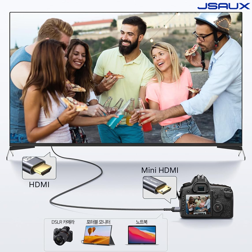 HDMI to Mini HDMI 케이블 V2.0 4K 60hz 3m JSAUX - 상세 이미지 3