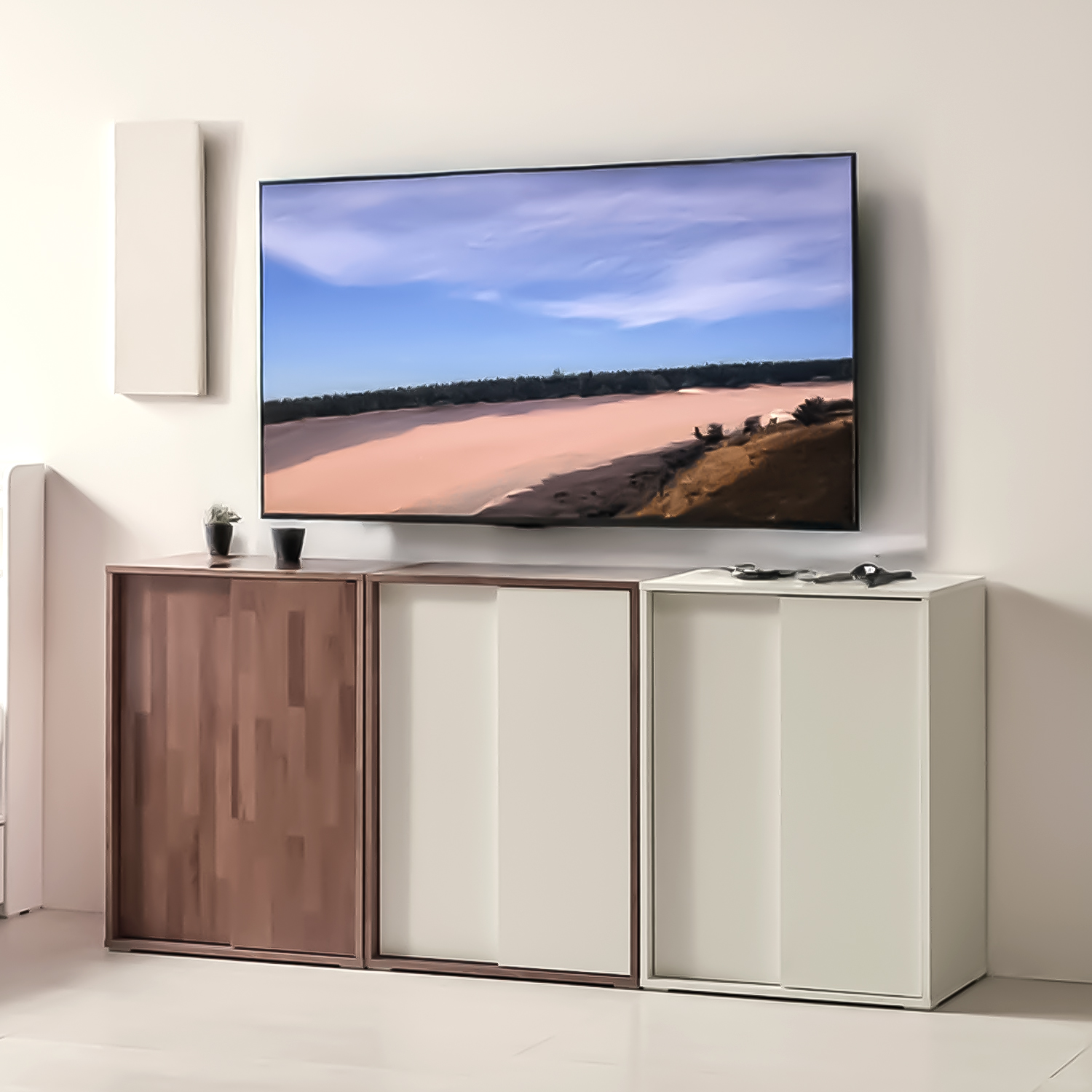 슬라이딩 거실장 TV 수납장 사이드보드장 높은 거실장 600