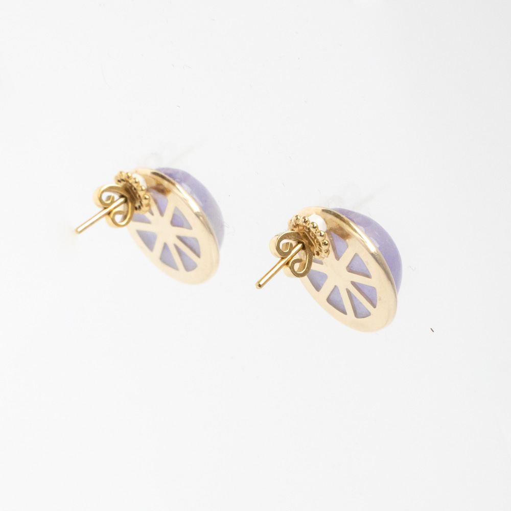 14k 라벤더 비취 귀걸이 반구형 15mm - 상세 이미지 5