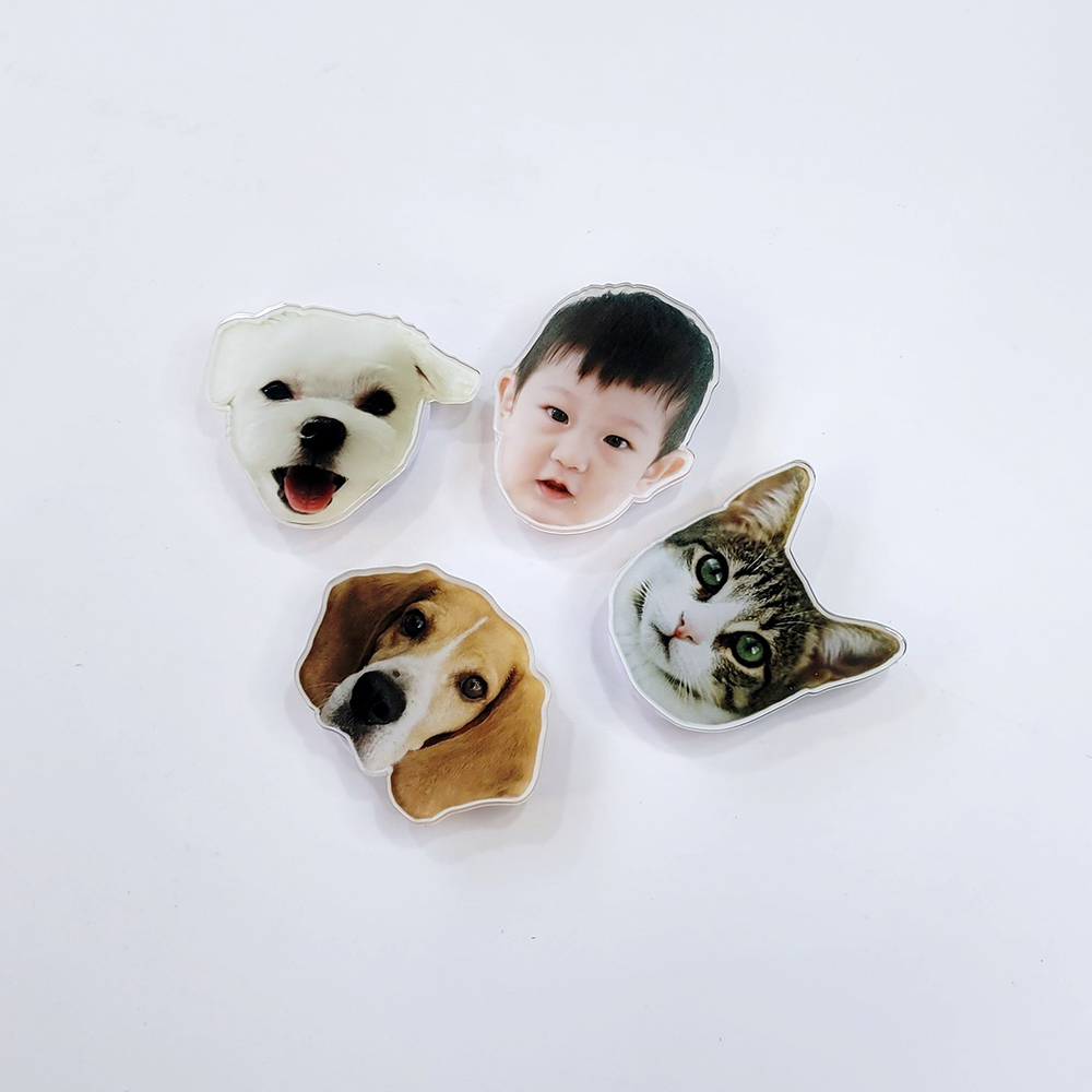 아크릴 키링 포토 커플 강아지 고양이 아기 얼굴 반려동물 키링 주문제작