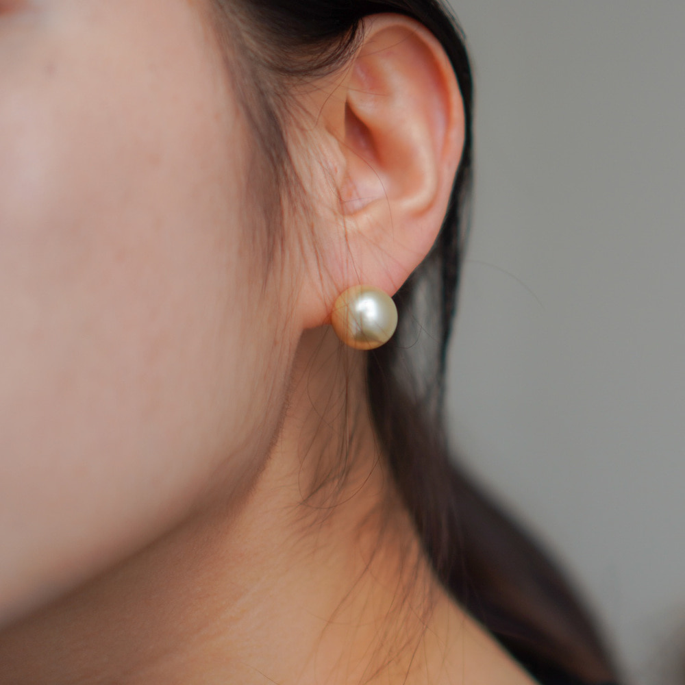 14k 타히티 흑진주 귀걸이 10mm - 상세 이미지 2
