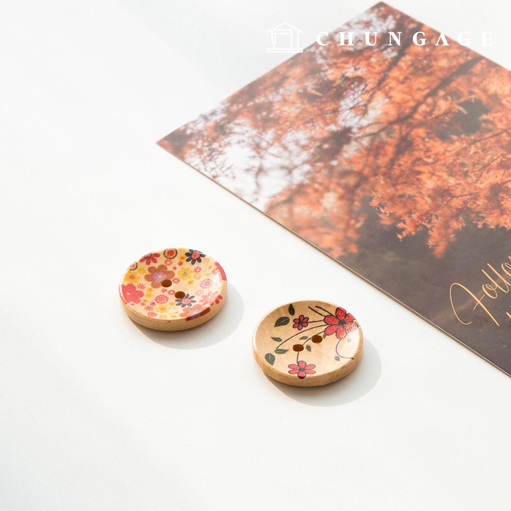 빈티지 우드 코트 가방 소품 나무 단추 30mm 플라워 - 상세 이미지 3