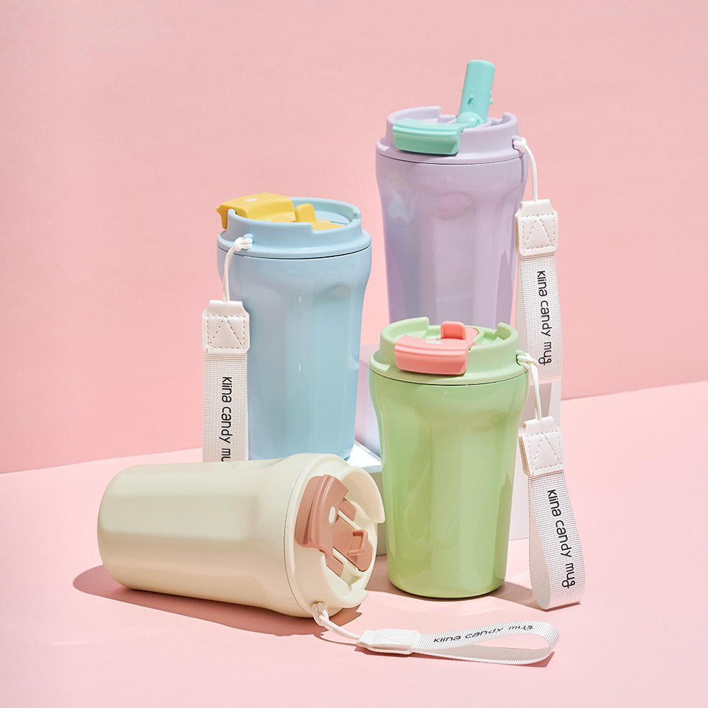 클리나 빨대 텀블러 보온보냉 스텐 텀블러 380ml, 퍼플민트 - 상세 이미지 4