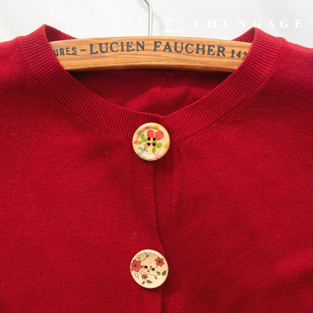 빈티지 우드 코트 가방 소품 나무 단추 30mm 플라워 - 상세 이미지 5