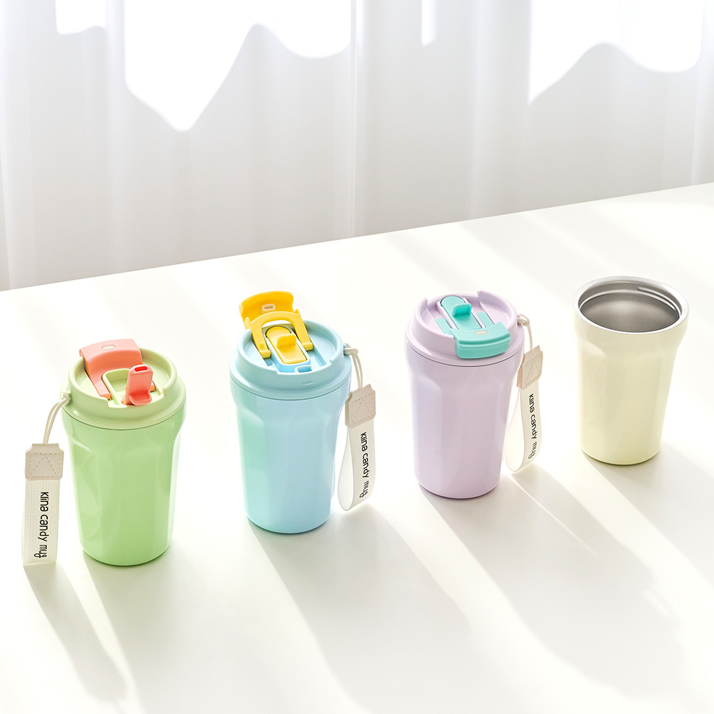 클리나 빨대 텀블러 보온보냉 스텐 텀블러 380ml, 퍼플민트 - 상세 이미지 2