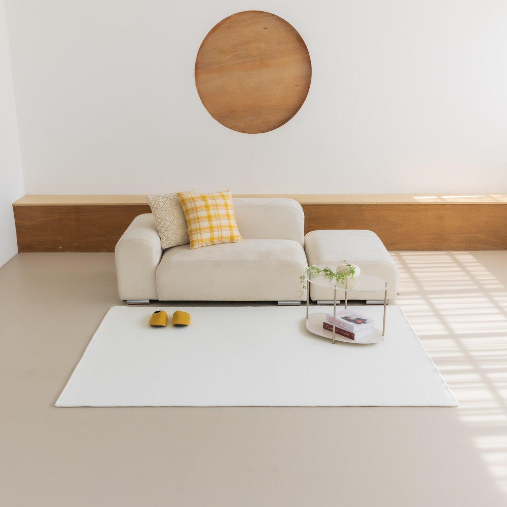 코튼 러그 먼지없는 순면 방수러그 거실카페트 화이트, 300x200cm