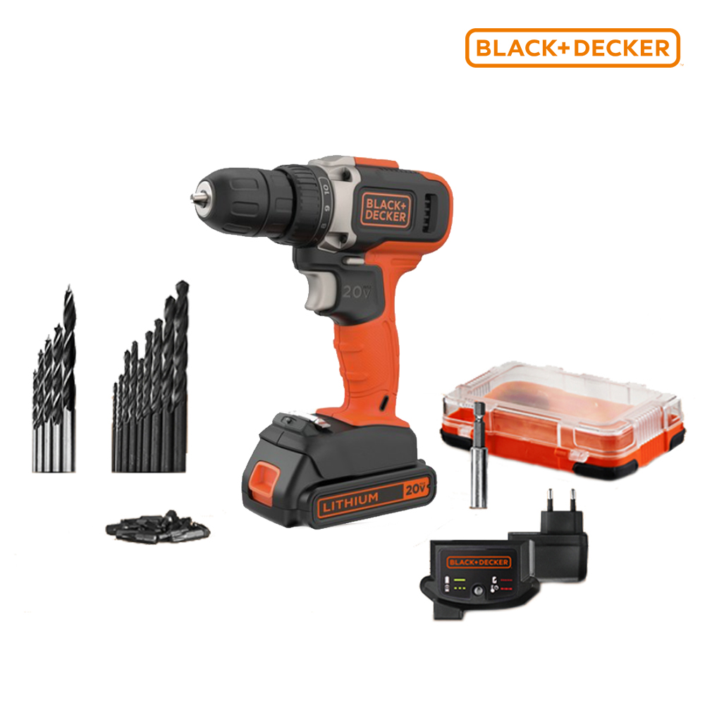 블랙앤데커 20V 무선 충전 드릴 드라이버(25pcs 액세서리) EBCD703 - 메인 이미지