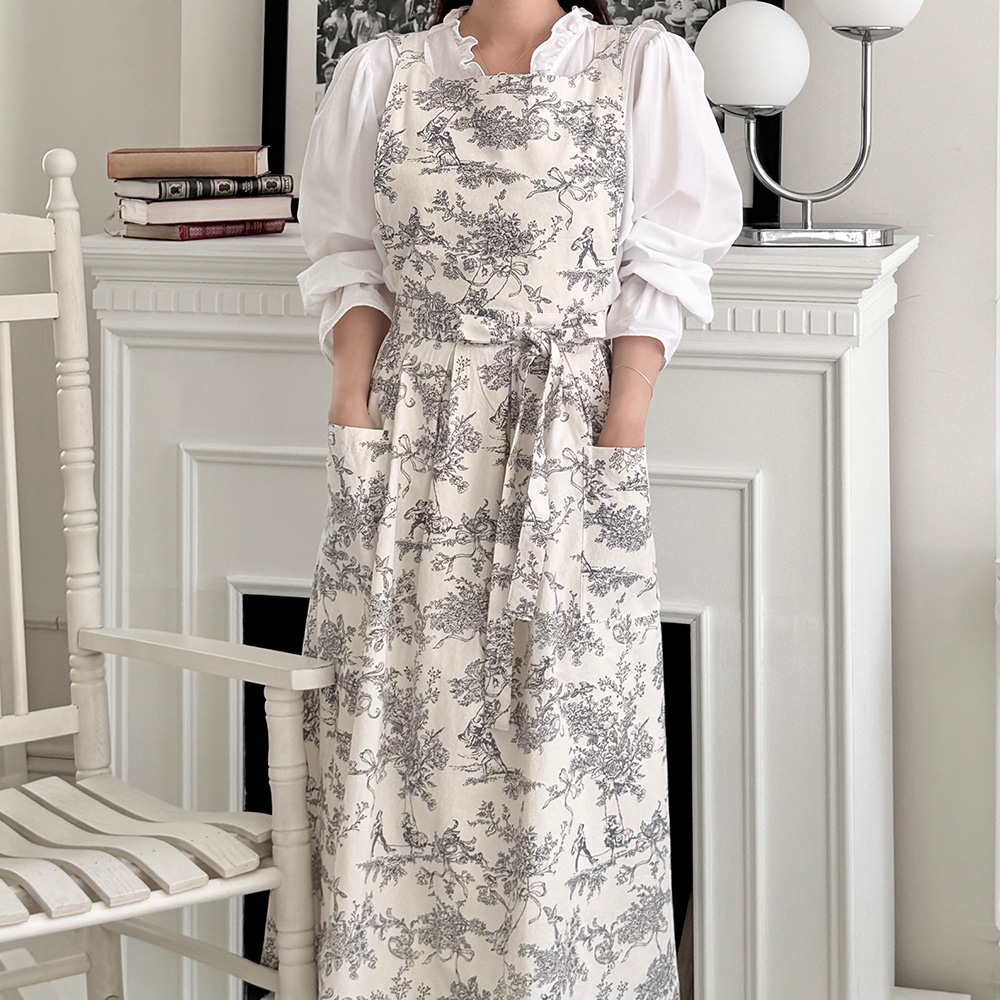 한스데이 뜨왈 셰리 플리츠 앞치마 원피스 플로리스트 에이프런