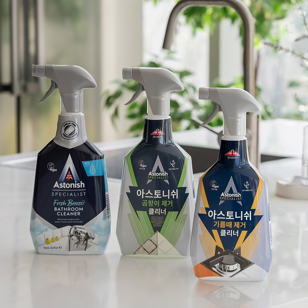 [본사] 아스토니쉬 기름때 750ml+배스룸 750ml+곰팡이제거 750ml 세제 물때 후드
