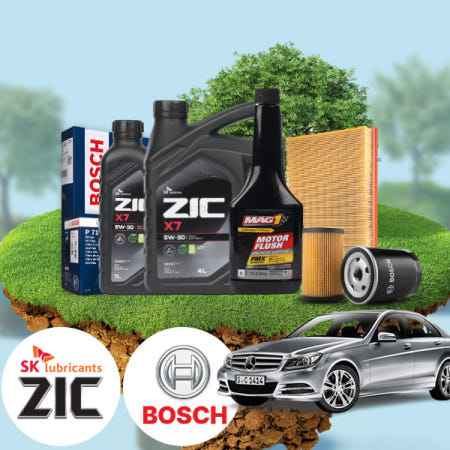 SK엔무브 벤츠 C200 W205 (M271) 가솔린 엔진오일세트 지크 X7 5W30+MAG1 플러싱오일