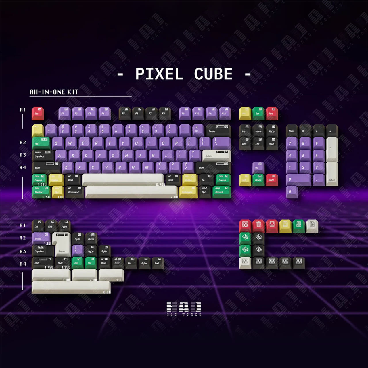 KEYREATIVE Pixel Cube ABS UV 인쇄 키캡 - 메인 이미지