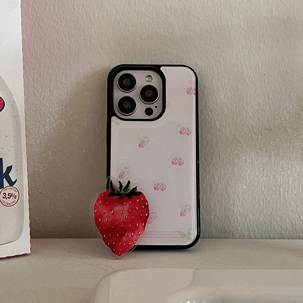 strawberry flower pattern 아이폰 갤럭시 에폭시 범퍼 케이스 - 상세 이미지 4