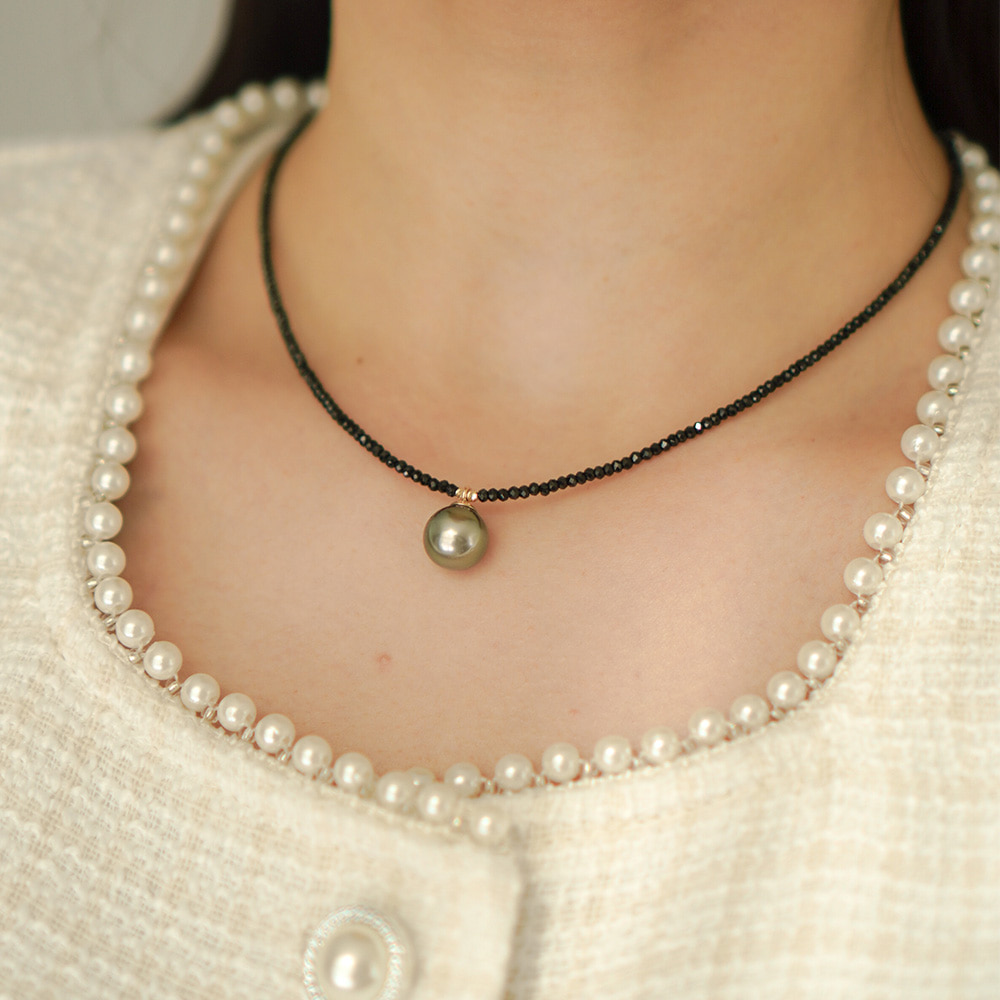 14k 타히티 흑진주 목걸이 블랙스피넬 NB01 10mm - 상세 이미지 3