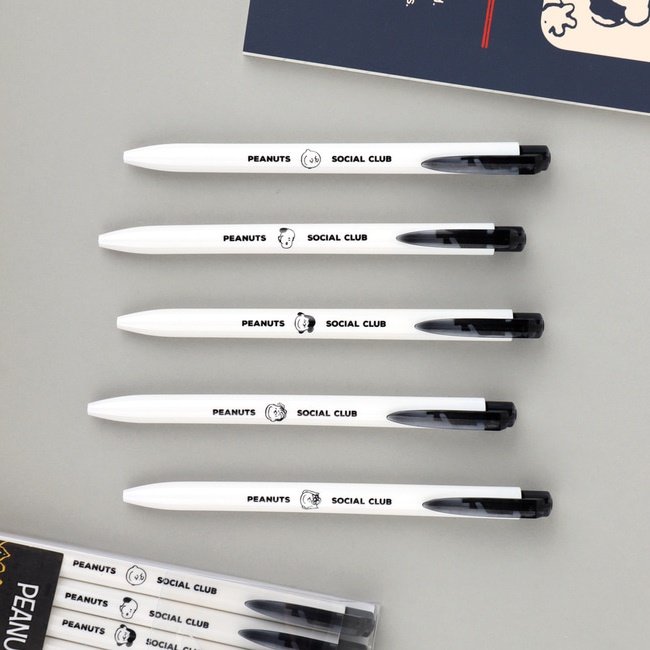 스누피 볼펜 세트 검정 0.6mm (5개입) - 상품 이미지