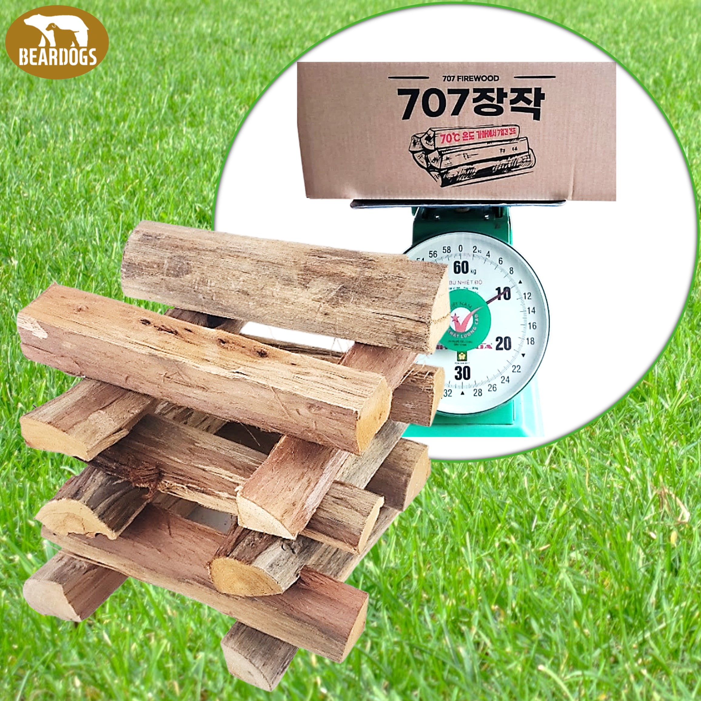 베어독스 707 유칼립투스 장작 쪼갬목 절단목 마른 불쏘시개 아홉산 캠핑 10kg