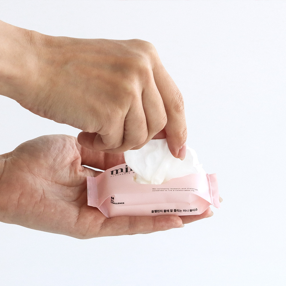 올챌린지 물에 잘 풀리는 휴대용 미니 포켓 물티슈 7매 5팩+5팩