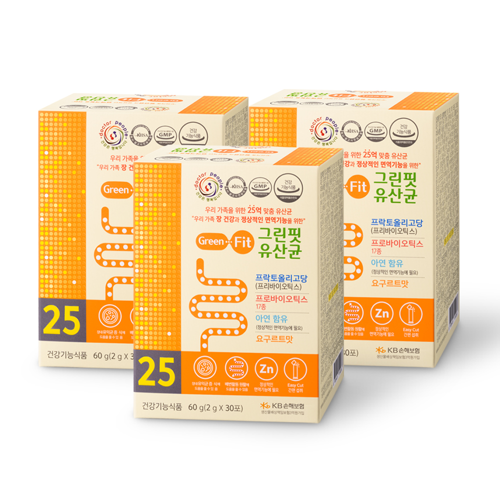 닥터피플 그린핏유산균 30포, 3박스 - 프로바이오틱스 아연 프리바이오틱스 프락토올리고당 - 상품 이미지