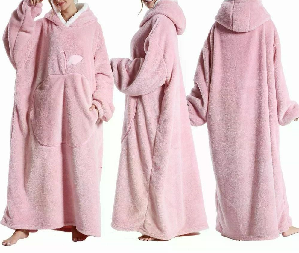 이불담요 캠핑용 수영후 체온 보존 매우 긴 웨어러블 담요 아늑한 부드러운 풀오버 남녀공용 핑크 Cloth Length 140cm