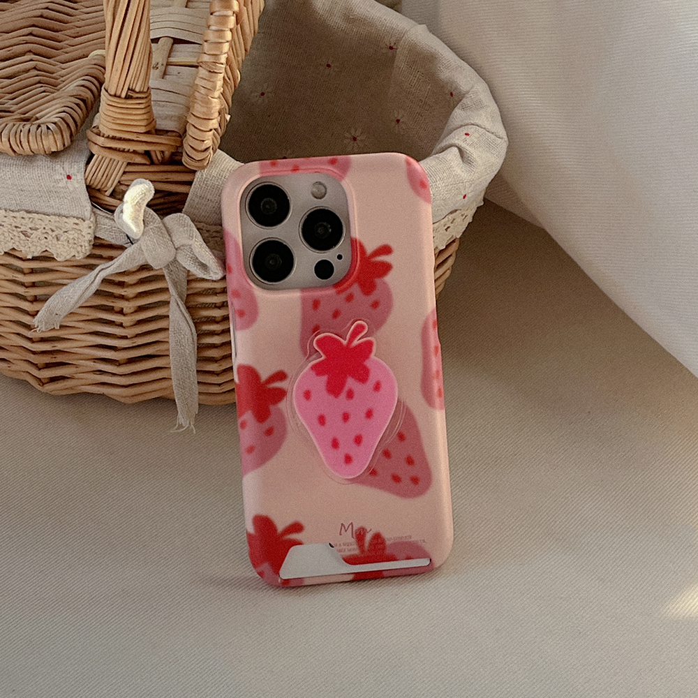 strawberry delight pattern 아이폰 16pro 카드수납 하드 케이스 - 상세 이미지 4