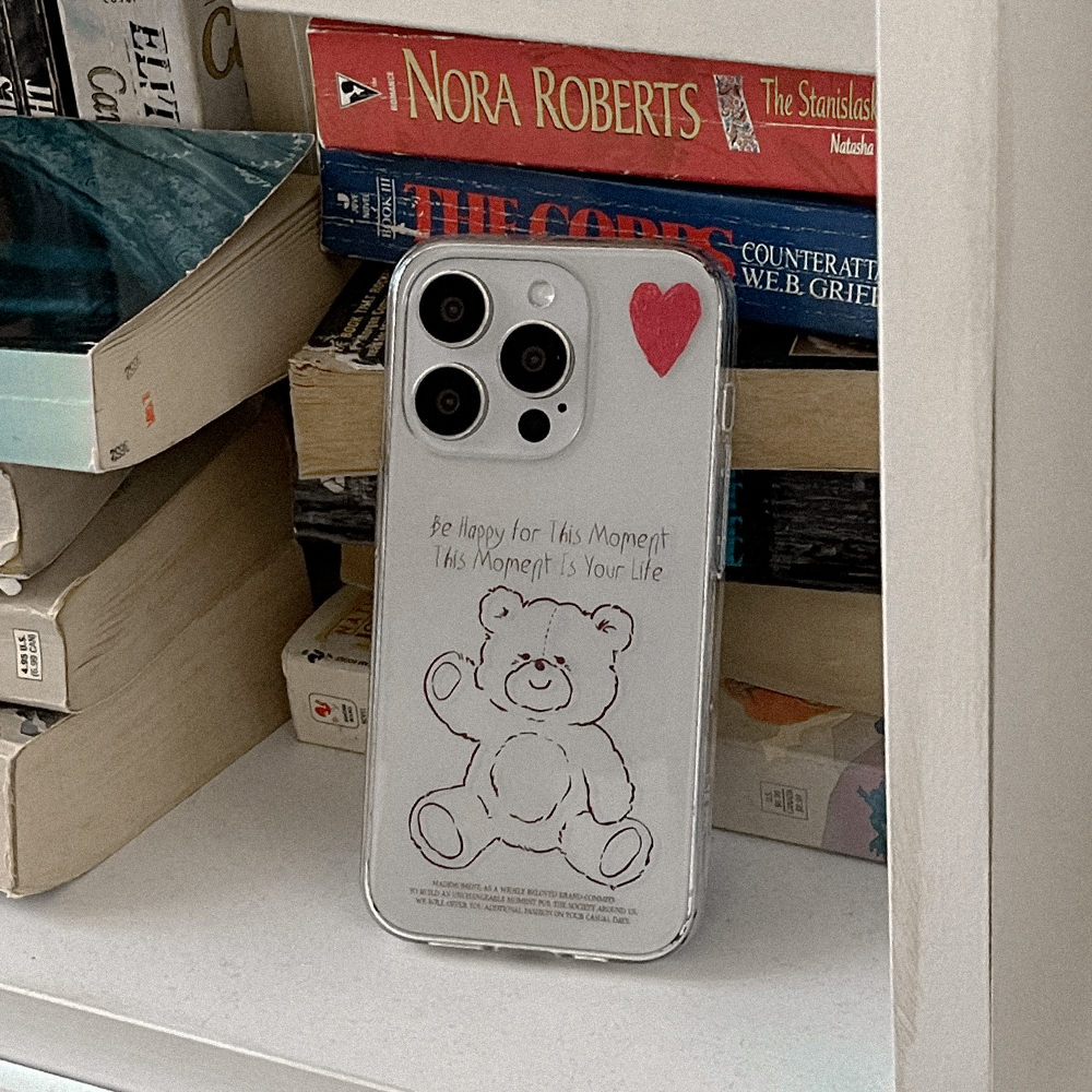 fluffy strawberry bear 아이폰 16pro 케이스 클리어 투명 젤리 - 메인 이미지