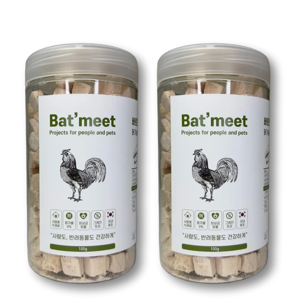 바트밋 고양이 트릿 치킨 닭 동결건조 간식 닭가슴살, 100g, 2개 - 상품 이미지
