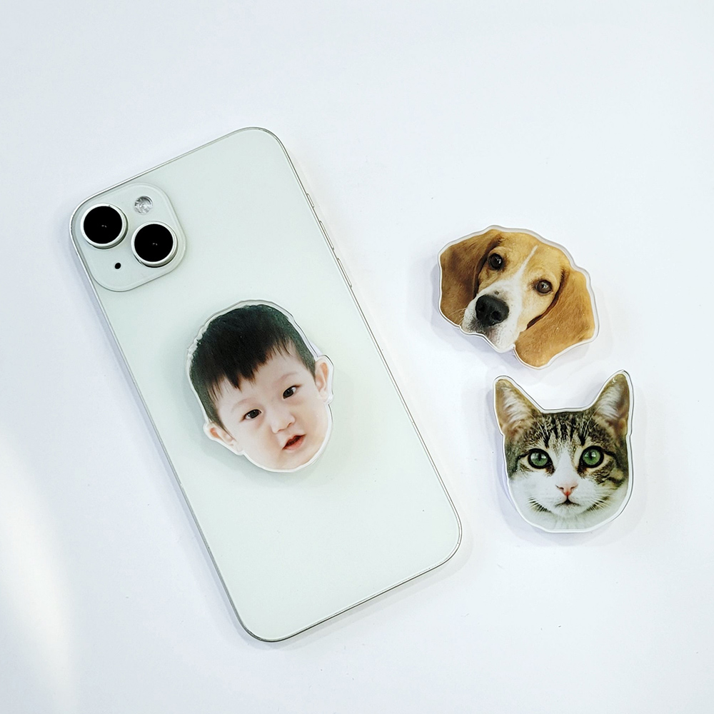 아크릴 키링 포토 커플 강아지 고양이 아기 얼굴 반려동물 키링 주문제작