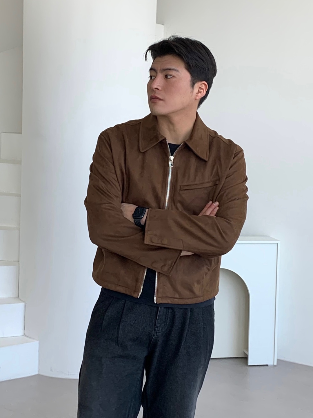 남자스웨이드자켓 크롭 트러커자켓 봄자켓 - 상세 이미지 4
