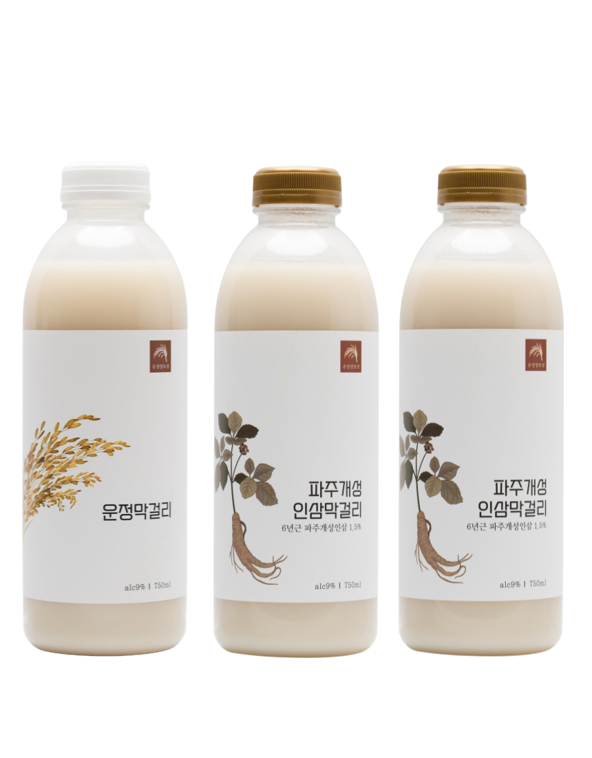 운정1병, 파주개성인삼막걸리 2병 세트 - 750ml, 9%, 첨가물 없는 프리미엄 막걸리 - 상품 이미지