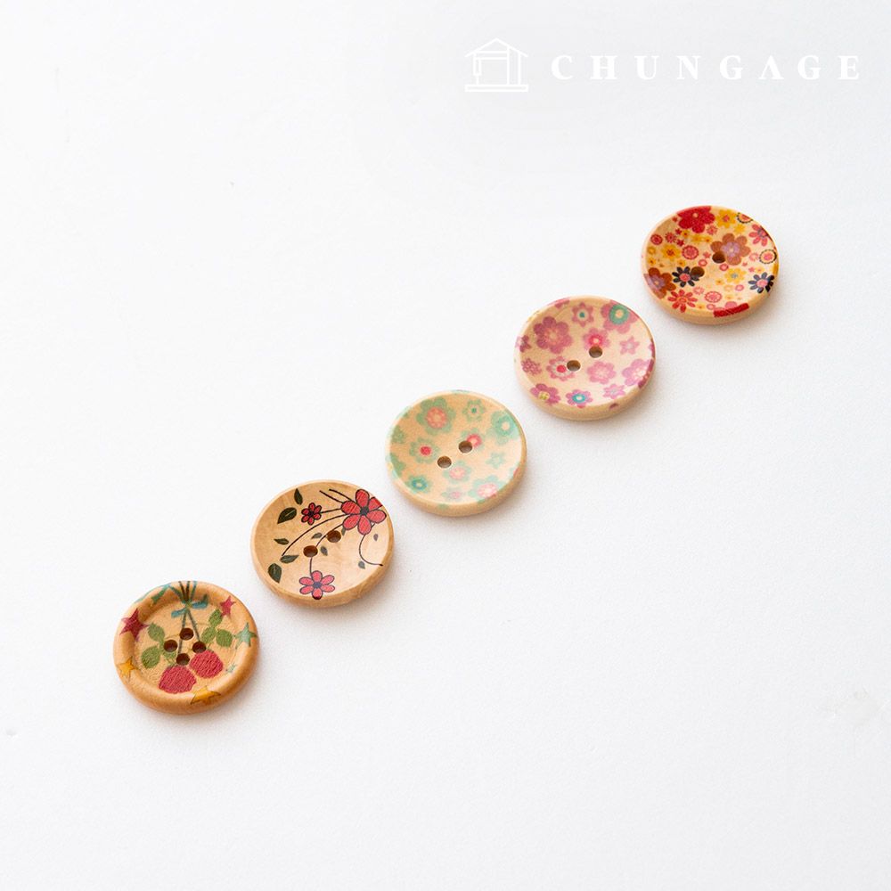 빈티지 우드 코트 가방 소품 나무 단추 30mm 플라워 - 상품 이미지