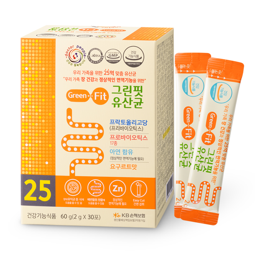 닥터피플 그린핏유산균 30포 1박스 - 프로바이오틱스 아연 프리바이오틱스 프락토올리고당 - 상품 이미지