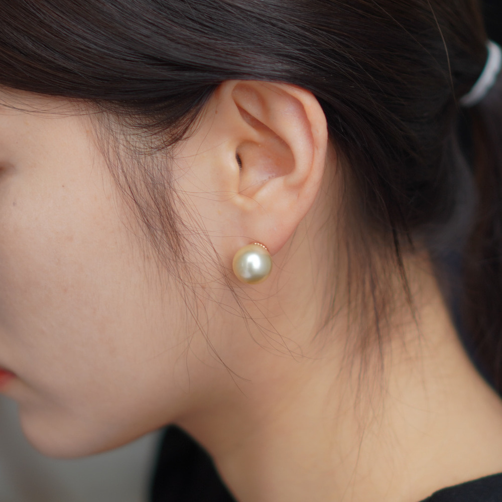 14k 타히티 흑진주 귀걸이 10mm - 상세 이미지 3