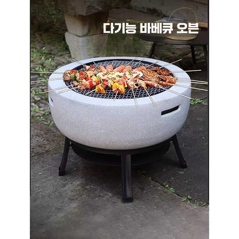 돌 화로대 맥반석 석쇠 캠핑 다기능 바베큐 스토브 화로 A셋트 - 상세 이미지 2
