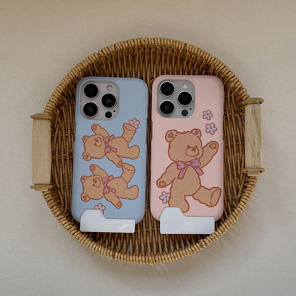 bear embroidery 아이폰 16pro 카드수납 하드 케이스 - 상세 이미지 4