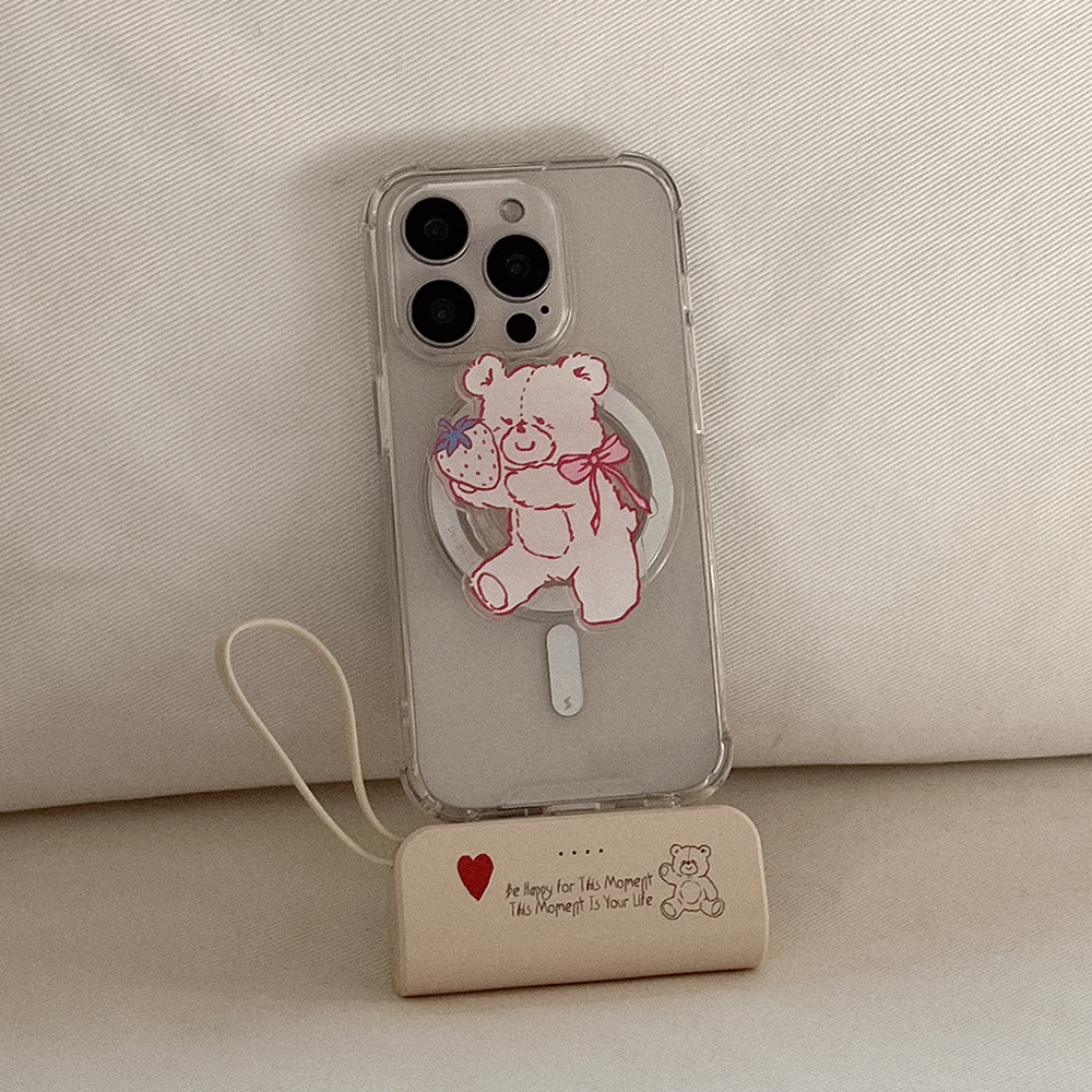 fluffy strawberry bear 디자인 [도킹형 보조배터리] - 상세 이미지 3