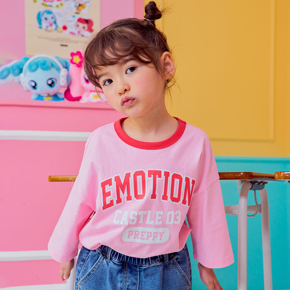 캐치티니핑 핑크 프레피 7부 티셔츠 여아 티셔츠 - 상품 이미지