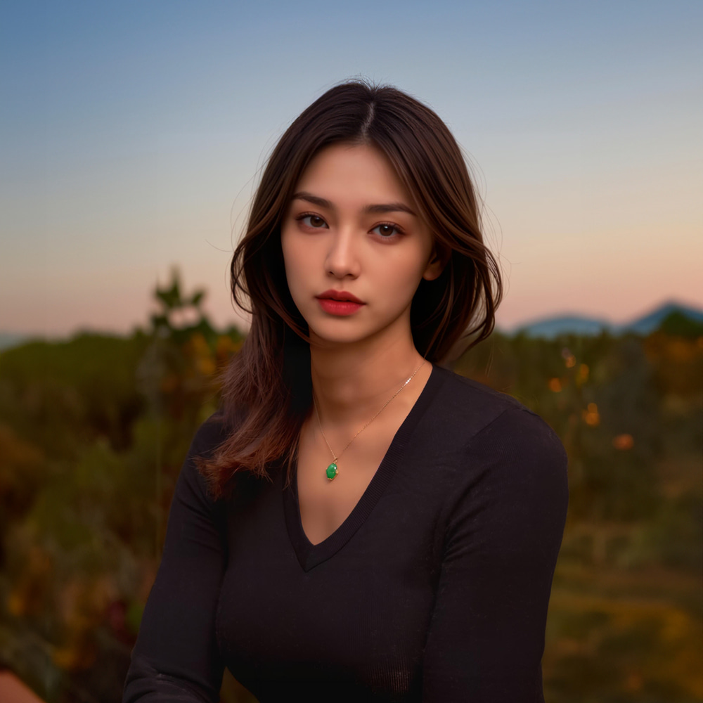 14k 비취 목걸이 펜던트 타원 - 상세 이미지 2