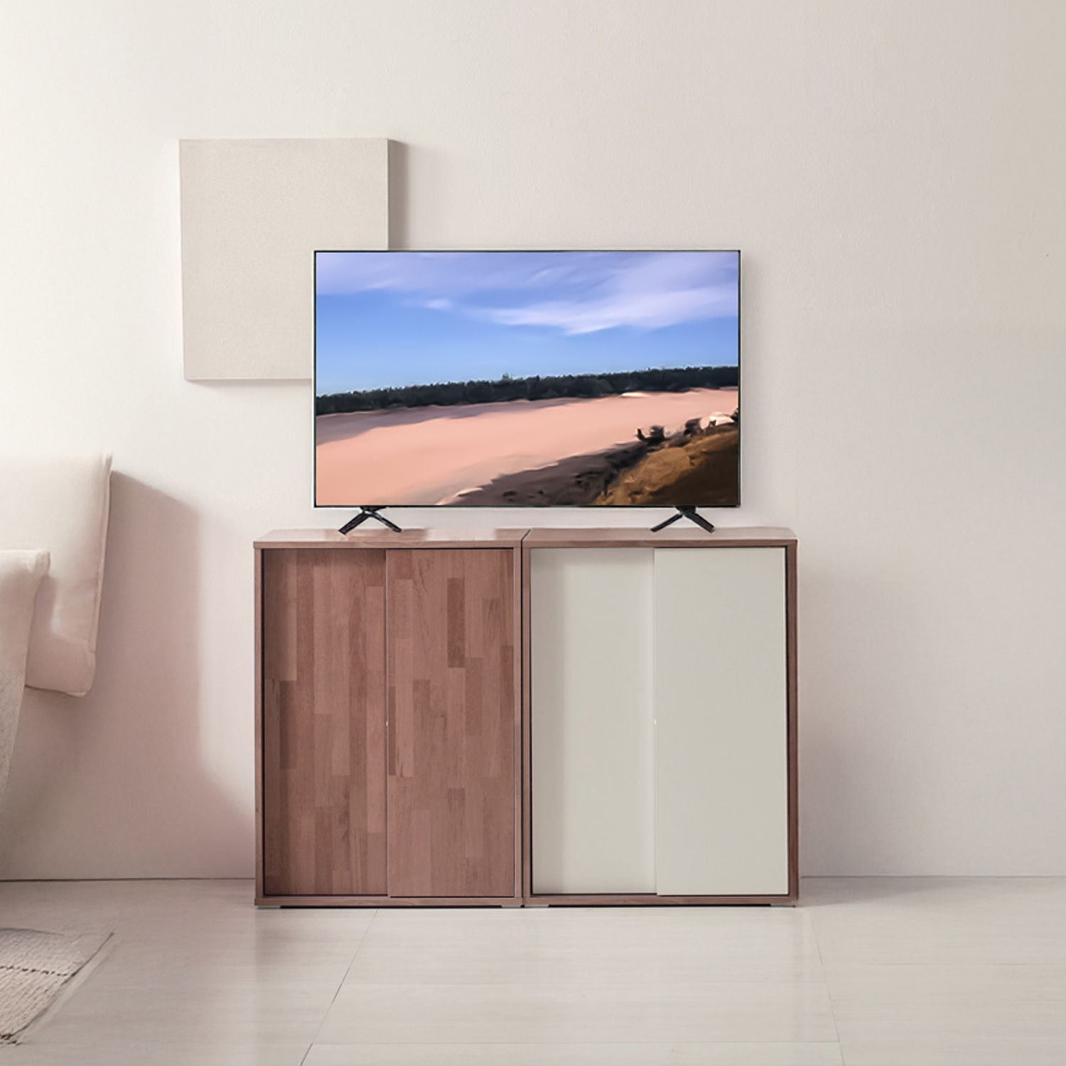 슬라이딩 거실장 TV 수납장 사이드보드장 높은 거실장 600