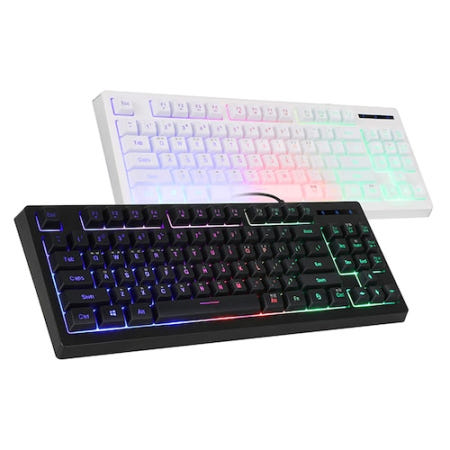 ABKO HACKER K150 텐키리스 레인보우 LED 게이밍 멤브레인 키보드 /화이트