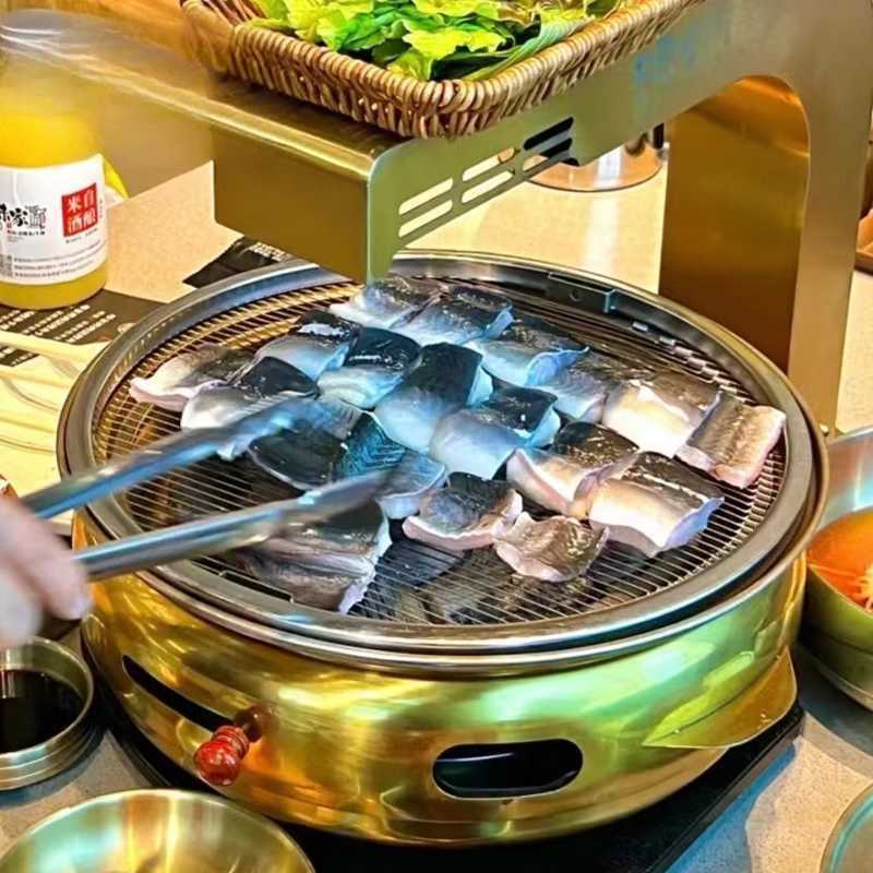 숯불 바베큐 그릴 일본식 식당 냄비 실내 야외 불고기 삼겹살 은색 단일 숯불 그릴 - 상세 이미지 4