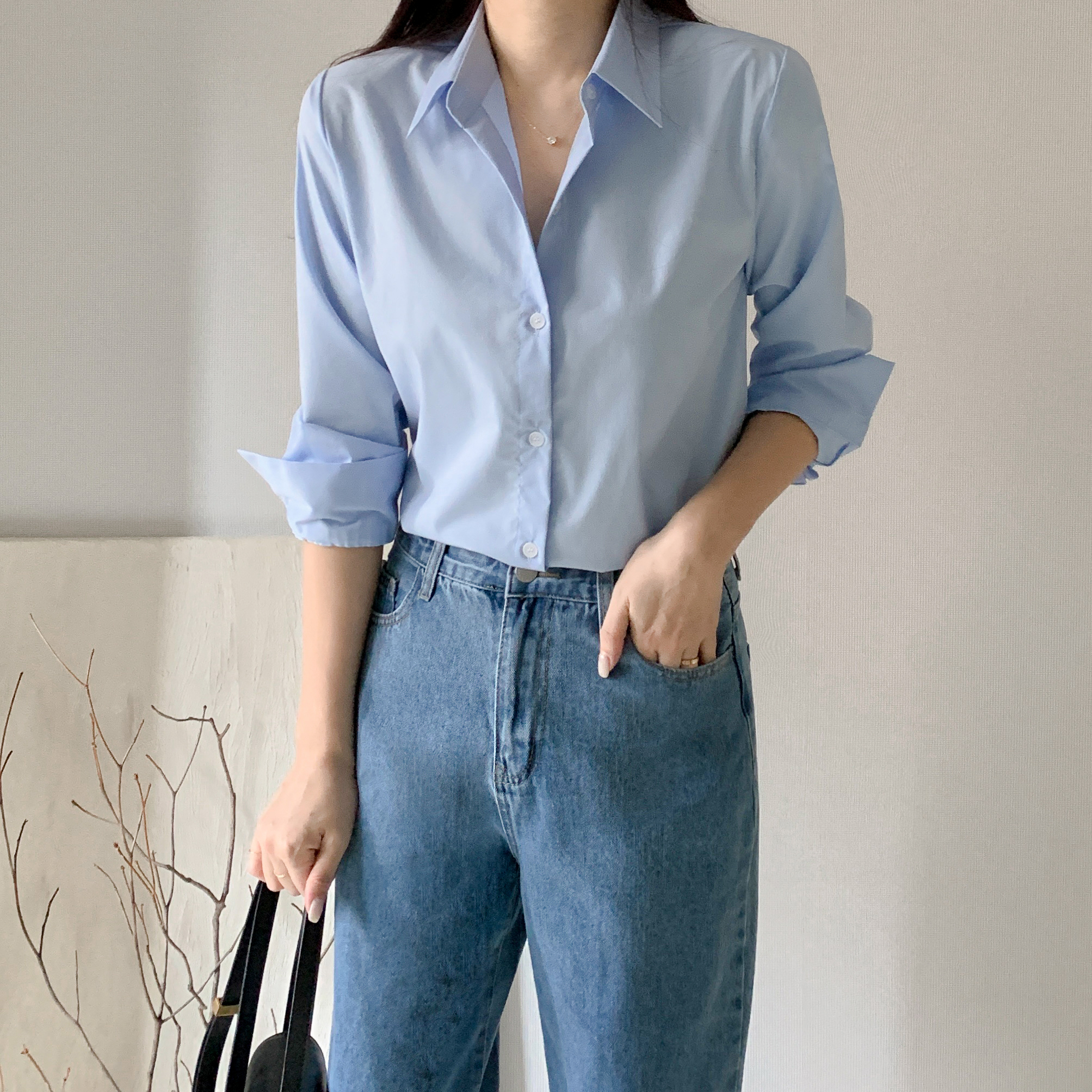 링클프리셔츠 여성흰남방 흰셔츠 흰색블라우스 이미지 7