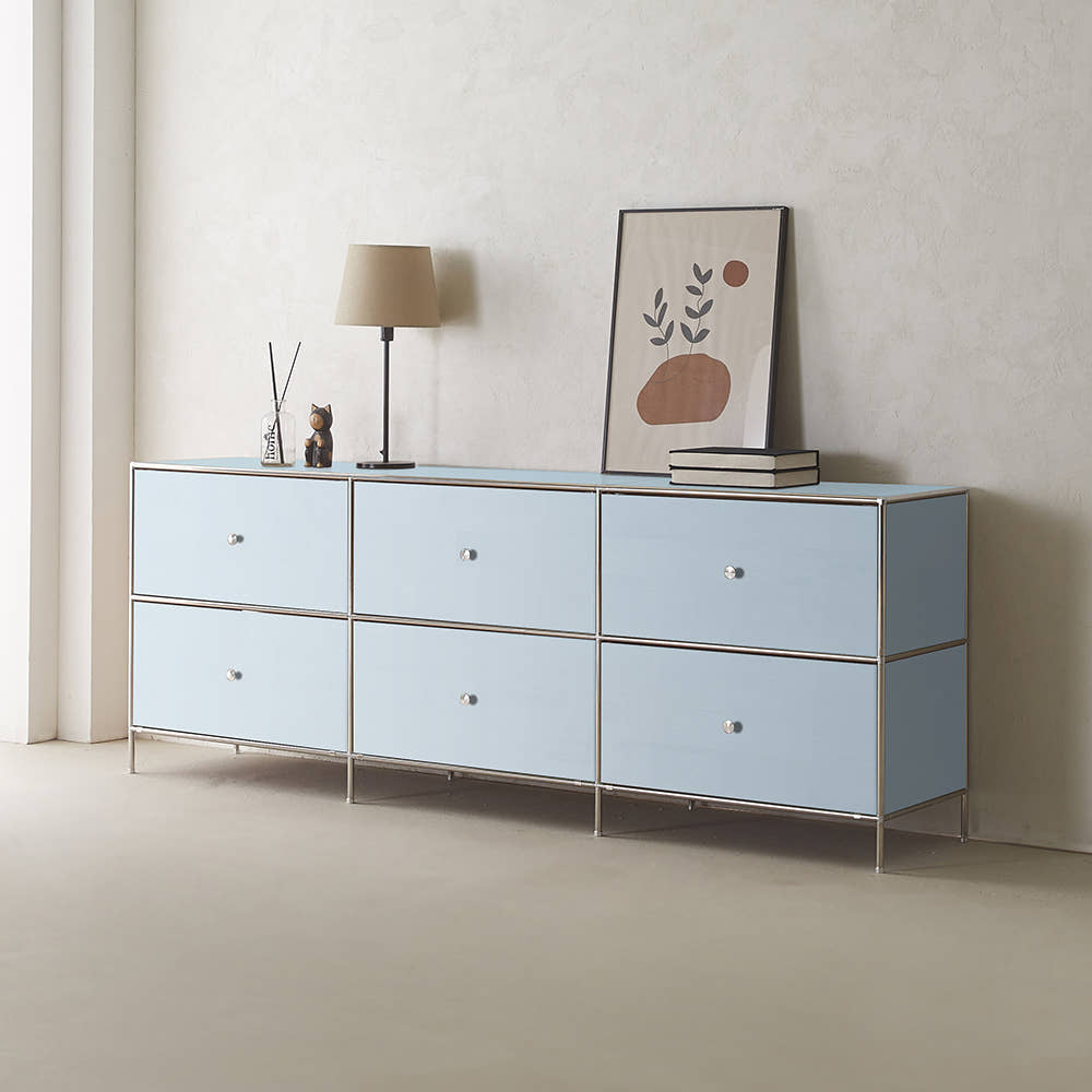 이노센트 스틸라 미드센츄리 2000 높은 모듈 거실장 104183 서랍형 2000mm, 스카이블루