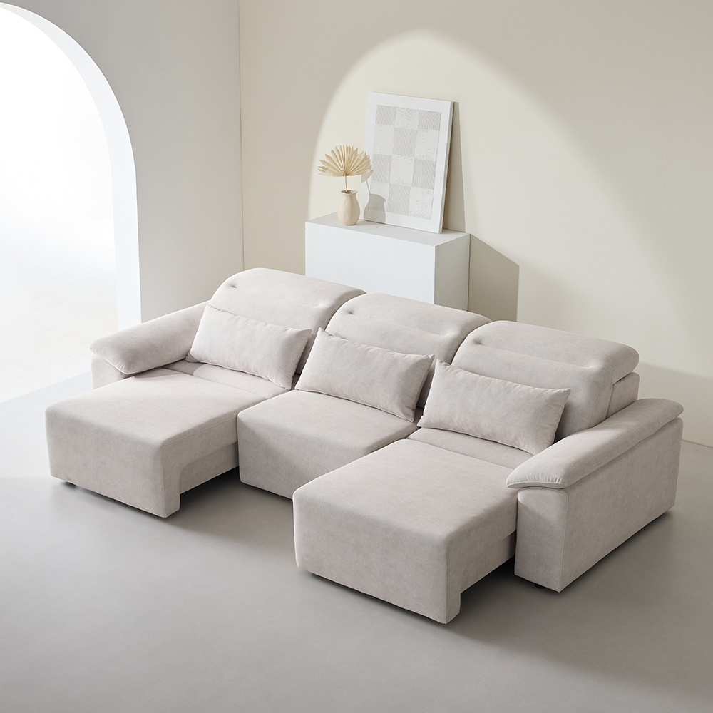 코모 모션 슬라이드 리클라이너 패브릭 4인 쇼파