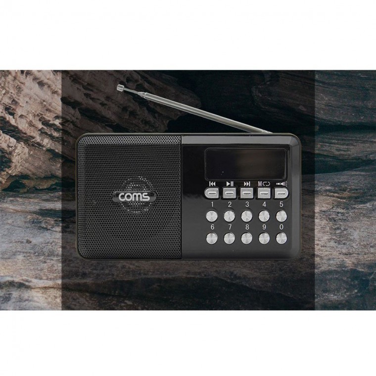 Coms 라디오 USB 휴대용 스피커 블랙 MP3 음악 - 상품 이미지