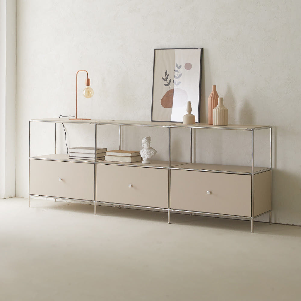 이노센트 스틸라 미드센츄리 2000 높은 모듈 거실장 104182 선반형 2000mm, 베이지